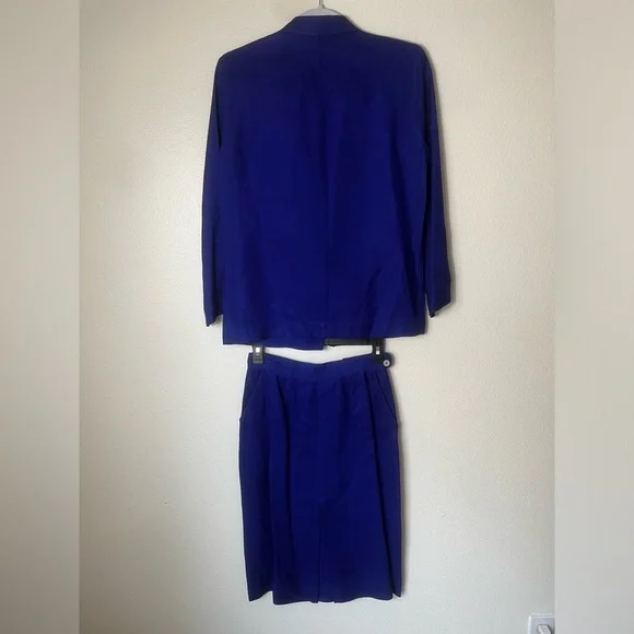 Vinatge Christian Dior Petite Bright Blue Rayon SuitSet Size 6/8